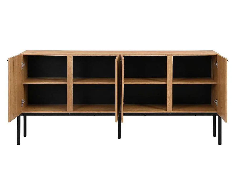 Buffetkast Met 4 Deuren - Licht Naturel En Zwart - Memphis Ii