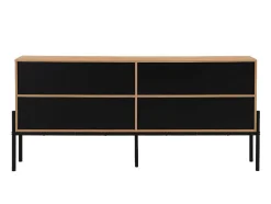 Buffetkast Met 4 Deuren - Licht Naturel En Zwart - Memphis Ii