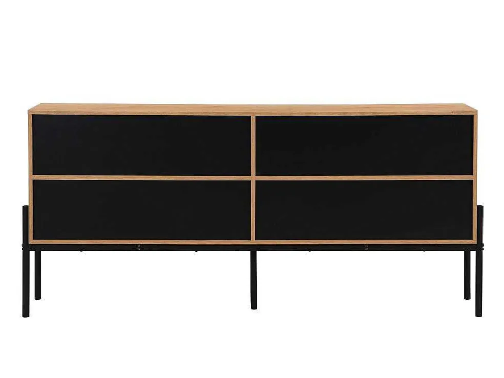 Buffetkast Met 4 Deuren - Licht Naturel En Zwart - Memphis Ii