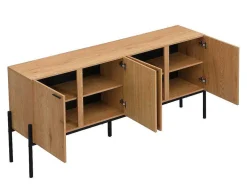 Buffetkast Met 4 Deuren - Licht Naturel En Zwart - Memphis Ii