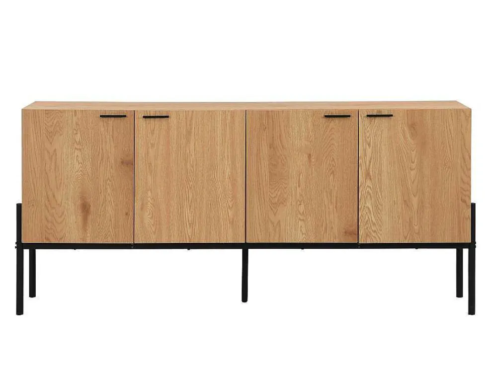 Buffetkast Met 4 Deuren - Licht Naturel En Zwart - Memphis Ii