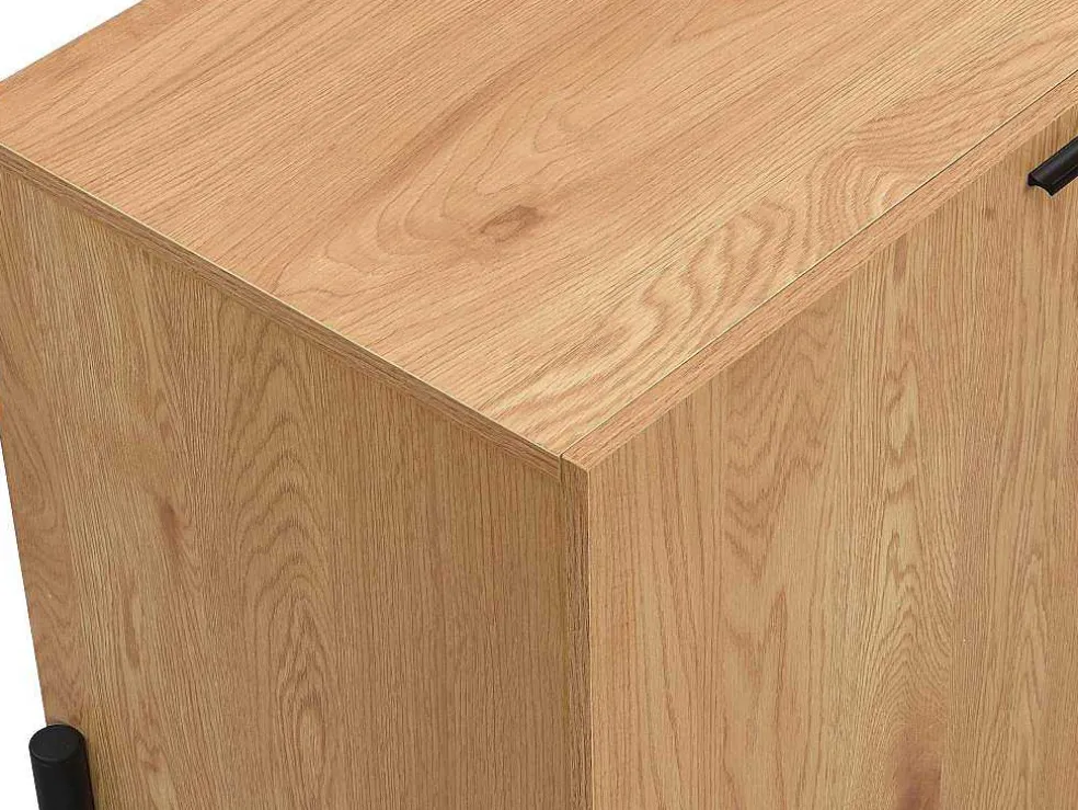 Buffetkast Met 4 Deuren - Licht Naturel En Zwart - Memphis Ii