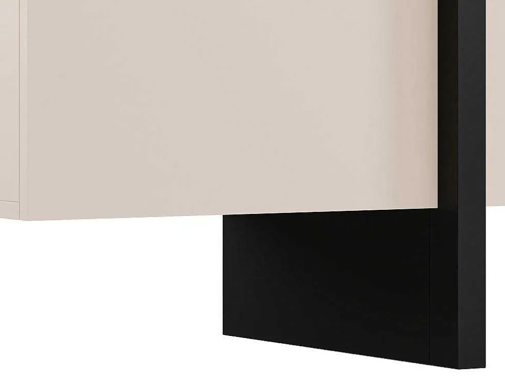 Buffetkast Met 4 Deuren Van Mdf - Beige En Zwart - Luvonia