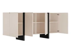 Buffetkast Met 4 Deuren Van Mdf - Beige En Zwart - Luvonia