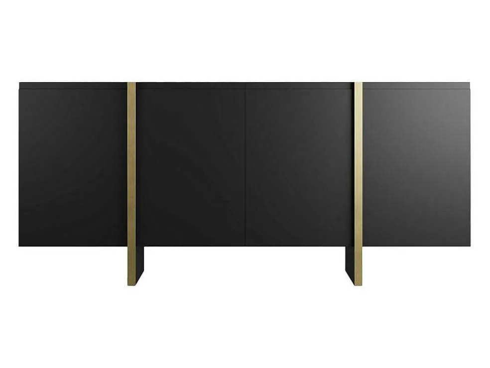 Buffetkast Met 4 Deuren Van Mdf - Zwart En Goudkleurig - Luvonia