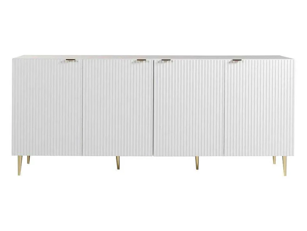 Buffetkast Met 4 Deurtjes Van Mdf En Staal - Wit En Goudkleurig - Yesinia