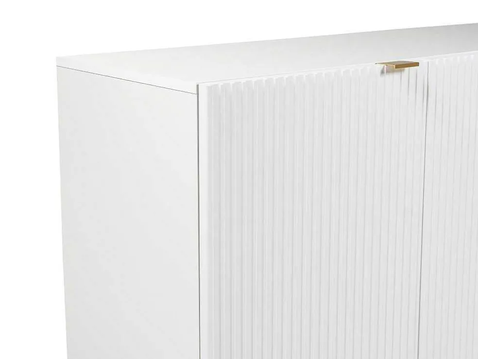 Buffetkast Met 4 Deurtjes Van Mdf En Staal - Wit En Goudkleurig - Yesinia
