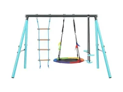 Buitenspellen Metalen Frame - In Hoogte Verstelbare Schommel- En Klimladder - Geschikt Voor Kinderen Vanaf 3 Jaar - Blauw