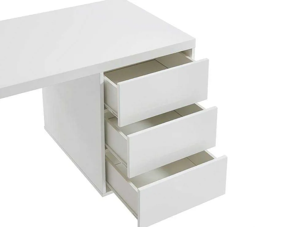 Bureau Met 3 Lades - Gelakt Mdf En Metaal - Wit En Goudkleurig - Timfia Van Pascal Morabito