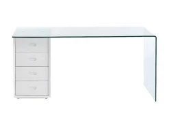 Bureau Muriel Met Opbergruimte - 4 Laden - Gehard Glas & Mdf