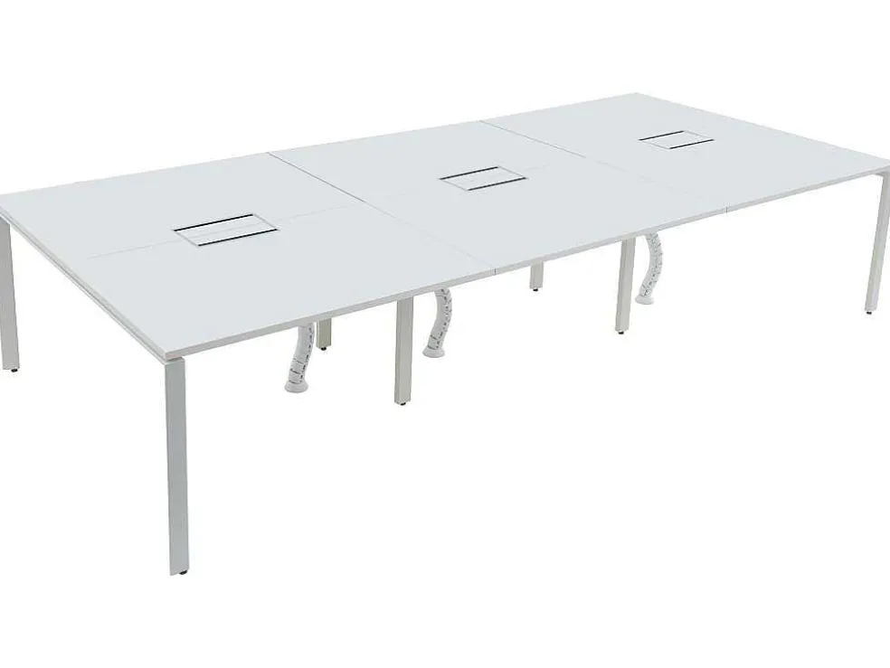 Bureaubank 6 Personen - Wit - L140 Cm - Downtown