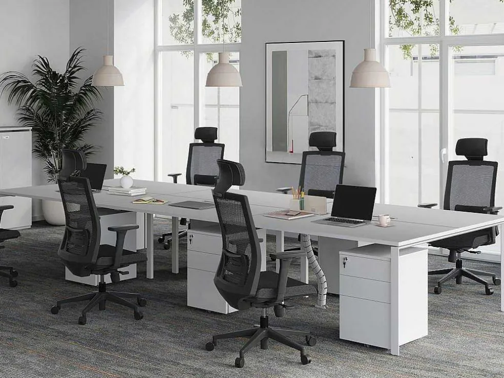 Bureaubank 6 Personen - Wit - L140 Cm - Downtown