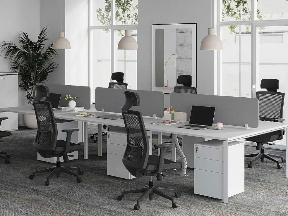 Bureaubank 6 Personen - Wit - L120 Cm - Met Tussenschotten - Downtown