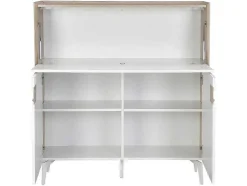 Bureaukast Met 3 Deuren - Mdf En Metaal - Naturel En Wit - Derelis