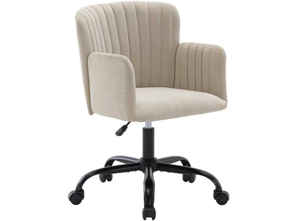 Bureaustoel - Stof - Beige - Verstelbare Hoogte - Toara
