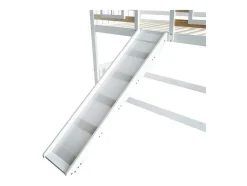 Cabine Stapelbed 90X200Cm - Massief Grenen - Met Trap En Glijbaan - Wit
