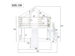 Cabine Stapelbed 90X200Cm - Massief Grenen - Met Trap En Glijbaan - Wit