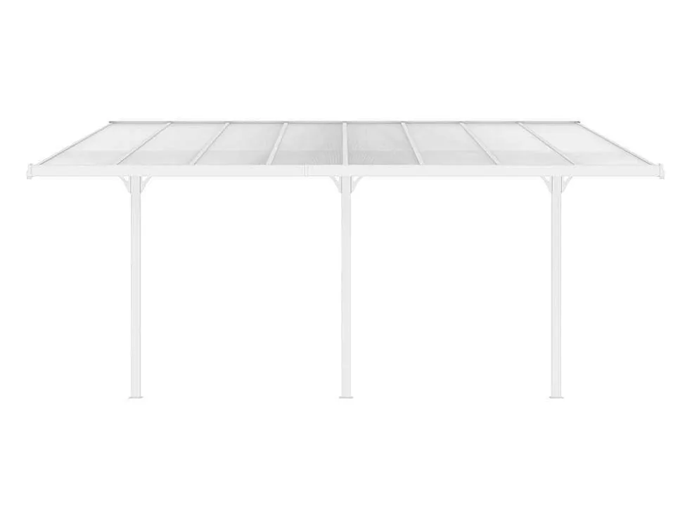 Carport Pergola Voor Tegen De Muur Van Aluminium 15,1 M Wit Alvaro