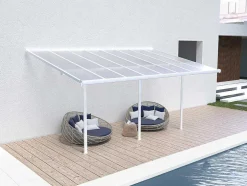 Carport Pergola Voor Tegen De Muur Van Aluminium 15,1 M Wit Alvaro