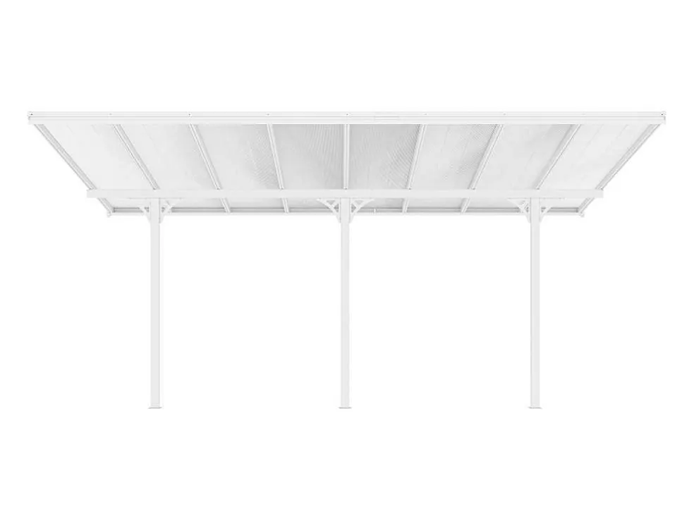 Carport Pergola Voor Tegen De Muur Van Aluminium 15,1 M Wit Alvaro