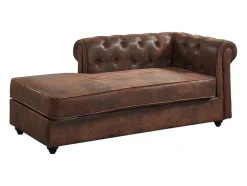 Chaise Longue - Hoek Links - Chesterfield Shirel Van Microvezel Met Lived-In Leeraspect