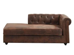 Chaise Longue - Hoek Links - Chesterfield Shirel Van Microvezel Met Lived-In Leeraspect