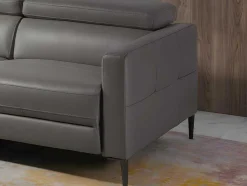 Chaise Longue Bank In Donkergrijs Leer Met Relaxmechanisme 6125 Angel Cerda