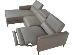 Chaise Longue Bank In Donkergrijs Leer Met Relaxmechanisme 6125 Angel Cerda