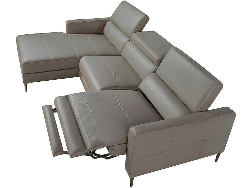 Chaise Longue Bank In Donkergrijs Leer Met Relaxmechanisme 6125 Angel Cerda