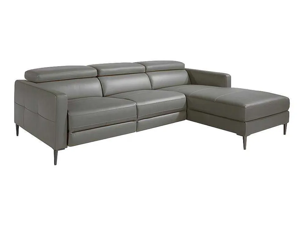 Chaise Longue Bank In Donkergrijs Leer Met Relaxmechanisme 6126 Angel Cerda