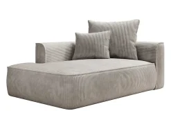 Chaise Longue Met Hoek Links Van Beige Ribfluweel Pineta