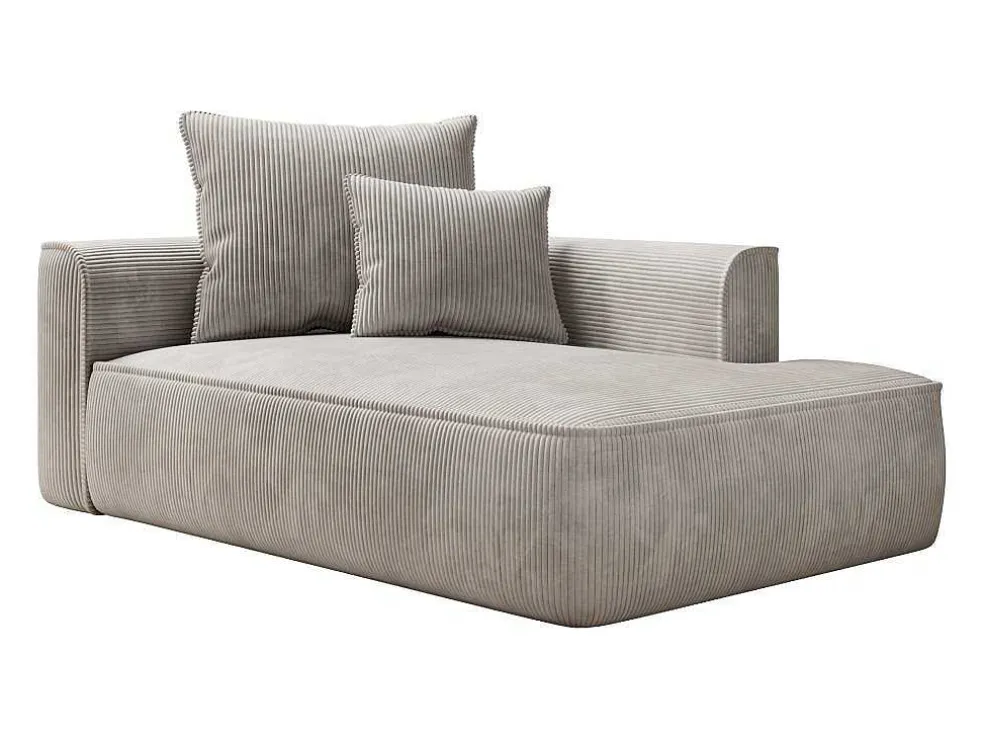 Chaise Longue Met Hoek Rechts Van Beige Ribfluweel Pineta