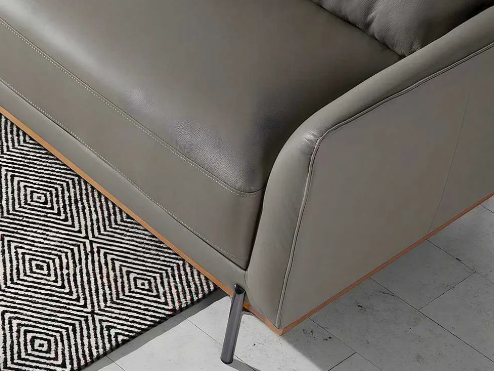 Chaiselongue Bank (R) In Leer En Verdonkerd Staal 6154 Angel Cerda
