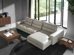 Chaiselongue Sofa (R) In Leer En Mat Staal 6152 Angel Cerda