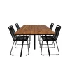 Chan Tuinmeubelset Tafel 100X200Cm En 4 Stoel Stapel Lindos Zwart, Naturel.