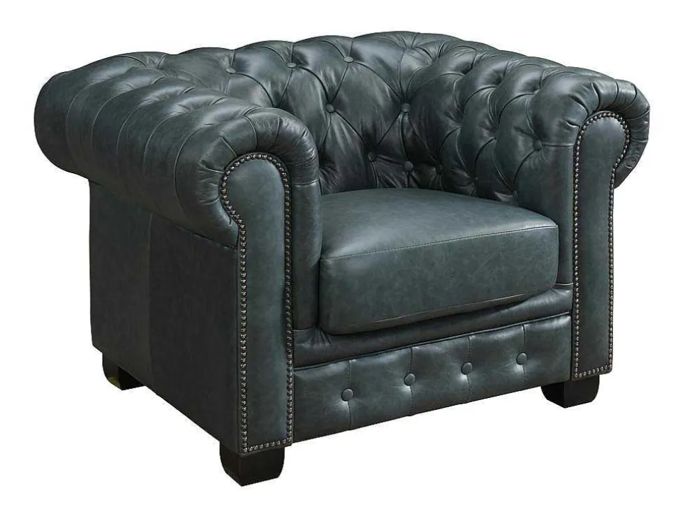 Chesterfield Fauteuil Brenton 100% Buffelleer - Spaans Groen