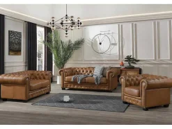 Chesterfield Fauteuil Brenton 100% Buffelleer - Vintage Caramel