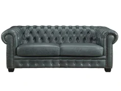 Chesterfield Zitbank 3 + 1 Plaatsen Brenton 100% Buffelleer - Spaans Groen