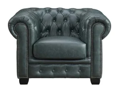 Chesterfield Zitbank 3 + 1 Plaatsen Brenton 100% Buffelleer - Spaans Groen
