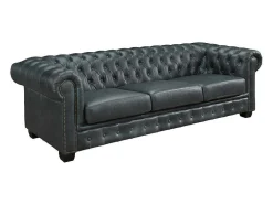 Chesterfield Zitbank 4 Plaatsen Brenton 100% Buffelleer - Spaans Groen