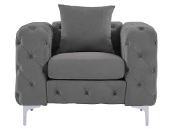 Chesterfield-Fauteuil Van Antracietgrijs Velours Edwina