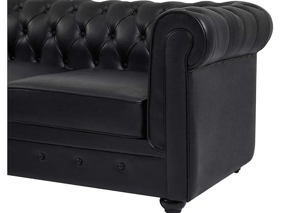 Chesterfield-Hoekbank Met Hoek Links Van Zwart Leer Toledo