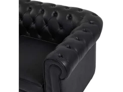 Chesterfield-Hoekbank Met Hoek Links Van Zwart Leer Toledo