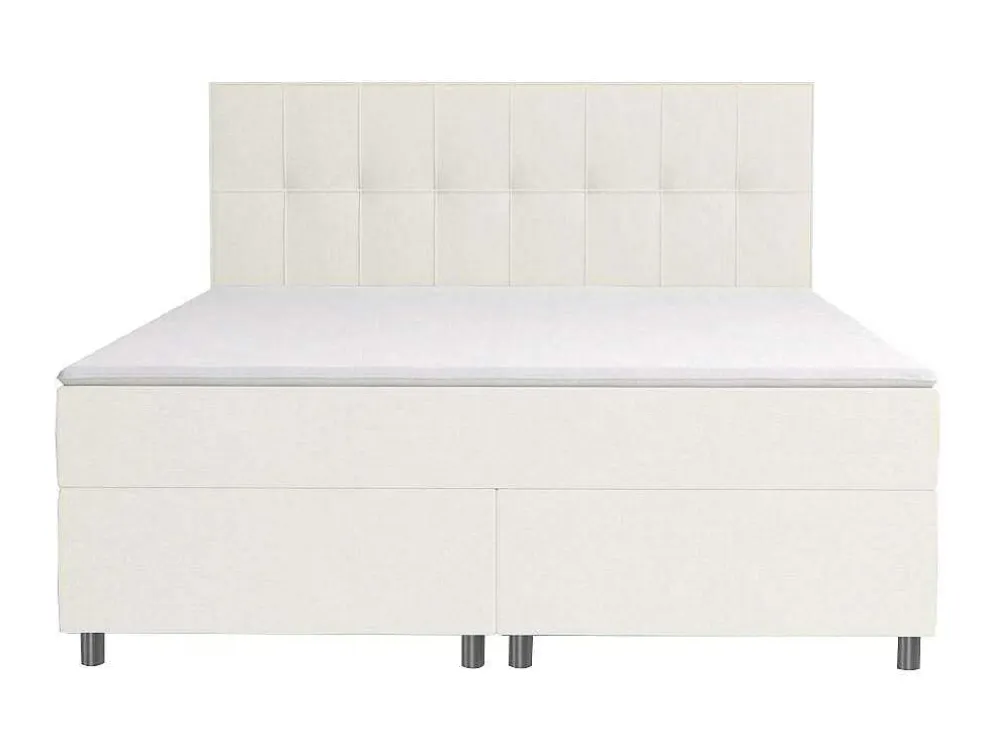 Complete Boxspringset Met Hoofdbord + Bedbodems + Matras + Dekmatras Siero Van Ysmee - 180 X 200 Cm - Stof - Ivoor