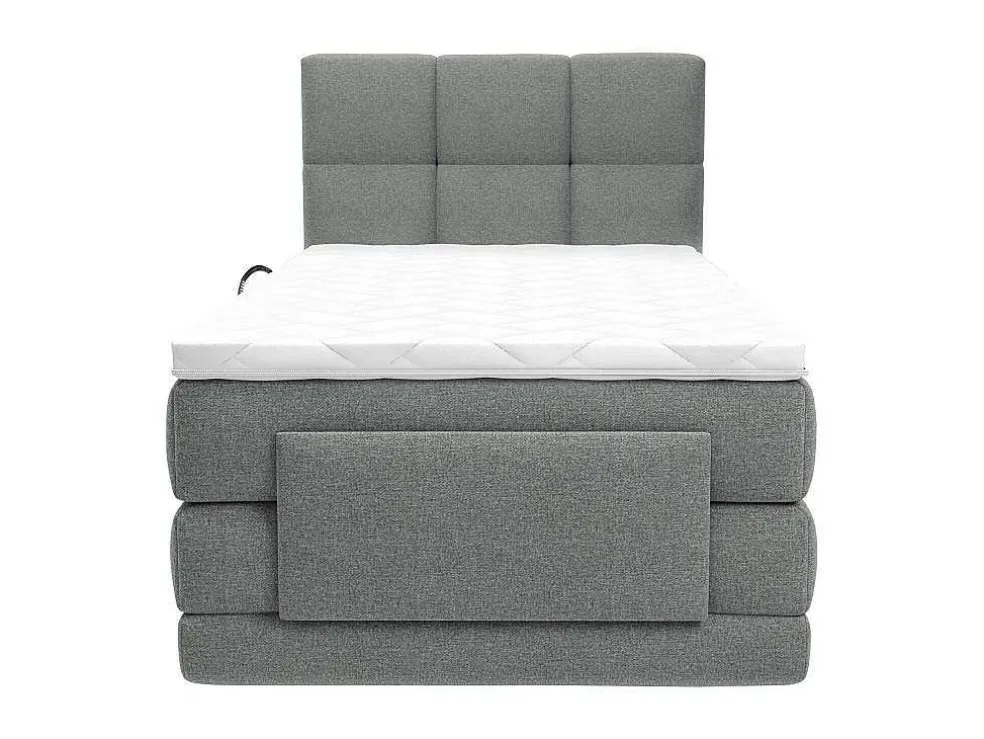 Complete Boxspringset Met Gestoffeerd Hoofdbord Met Elektrische Relaxbedbodems Met Matras Met Topmatras 100 X 200 Cm Stoffen Bekleding Lichtgrijs Lodi Van Palacio