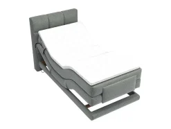 Complete Boxspringset Met Gestoffeerd Hoofdbord Met Elektrische Relaxbedbodems Met Matras Met Topmatras 100 X 200 Cm Stoffen Bekleding Lichtgrijs Lodi Van Palacio