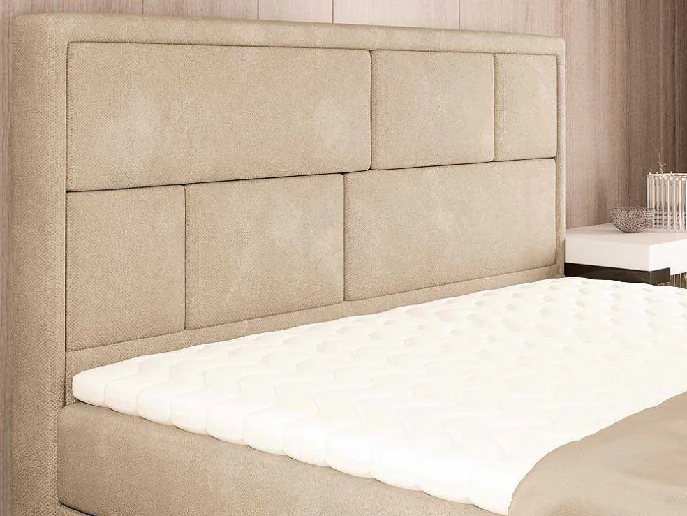Complete Decoratieve Beddenset Met Hoofdbord + Opbergruimte + Matras + Dekmatras - 160 X 200 Cm - Beige - Loumia Van Dreamea