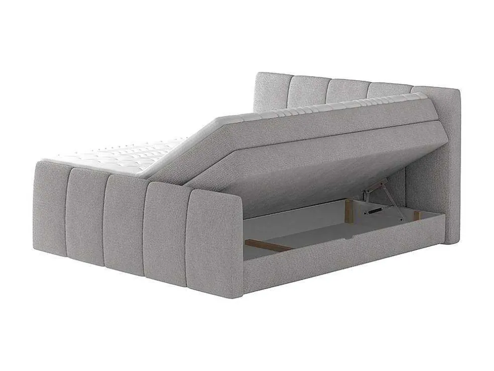 Complete Set Boxspring Met Verstelbaar Hoofdeinde + Bedbodem-Kist + Matras + Dekmatras Verone - Lichtgrijs - 160X200 Cm