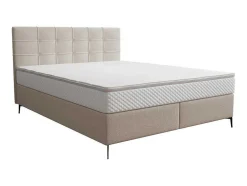 Complete Set Met Boxspring En Gecapitonneerd Hoofdbord + Bedbodem + Matras + Topmatras - 160 X 200 Cm - Stof - Beige - Inao Van Ysmee
