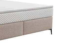 Complete Set Met Boxspring En Gecapitonneerd Hoofdbord + Bedbodem + Matras + Topmatras - 160 X 200 Cm - Stof - Beige - Inao Van Ysmee